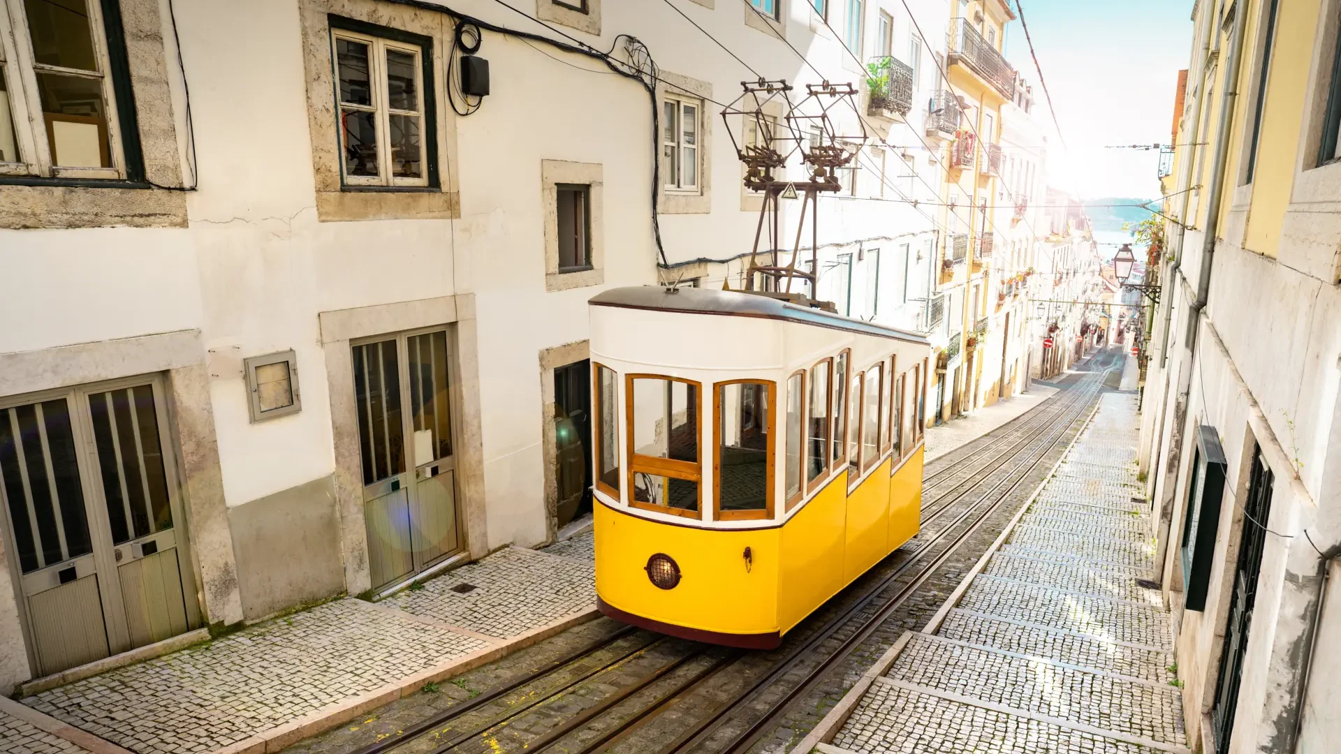 Lisbon,City,Old,Town,Narrow,Streets,And,Tram,,Portugal.,Famous